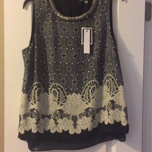 Ladies black & cream sleeveless top